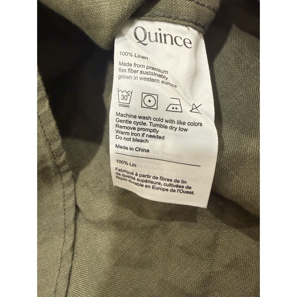 NWT Quince Utility Shirt Mens L Olive European Linen Long Sleeve Button Up - Picture 5 of 5